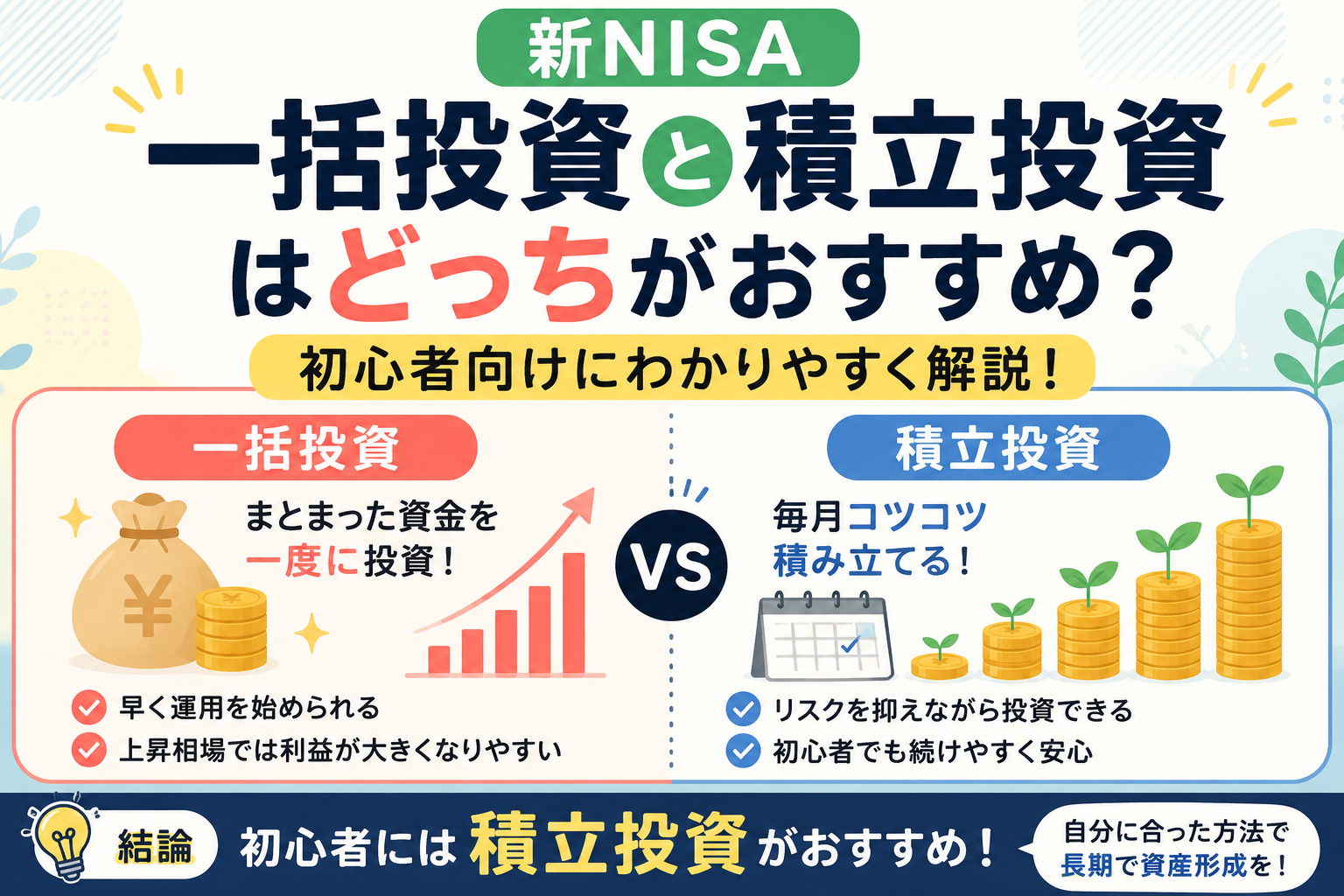 新NISAで一括投資と積立投資はどっちがおすすめ?