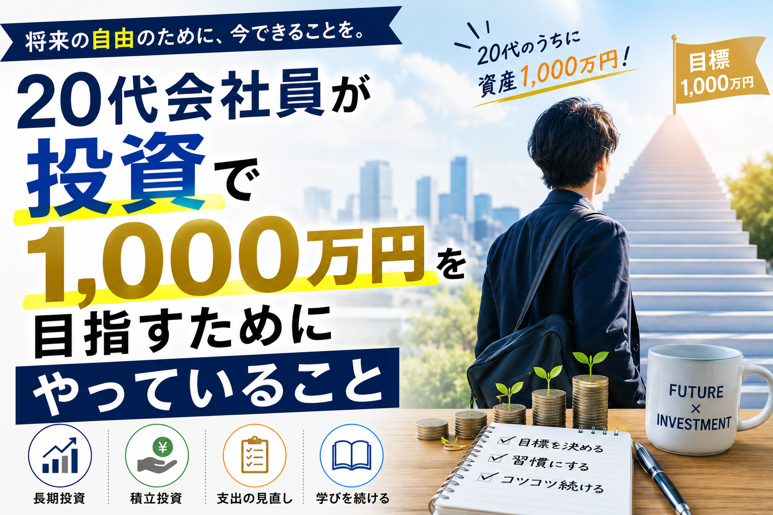 20代会社員が投資で1,000万円を目指すためにやっていること
